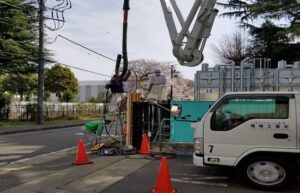 擁壁工事コンクリート様子