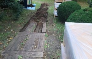 庭枕木撤去様子