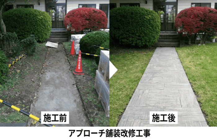 枕木施工前と完成